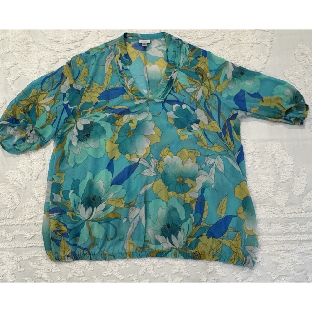 Worthington Plus XL Women's Top Sheer Floral